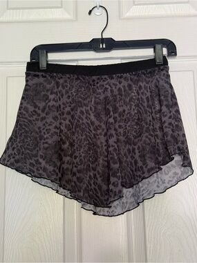 Bloch Adult Large Black - Gray Animal Print Pull-On Dance Skirt Chiffon